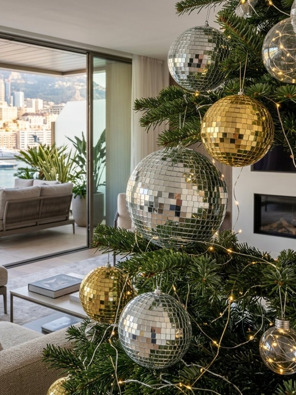 4" Disco Ball Christmas Ornament Glass Mirror Tile Tree Decoration Gold Silver